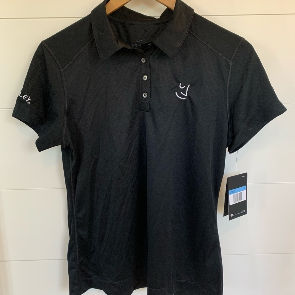 NWT NIKE GOLF Ladies Dri-FIT Pebble Texture Sport Black Shirt - Sm